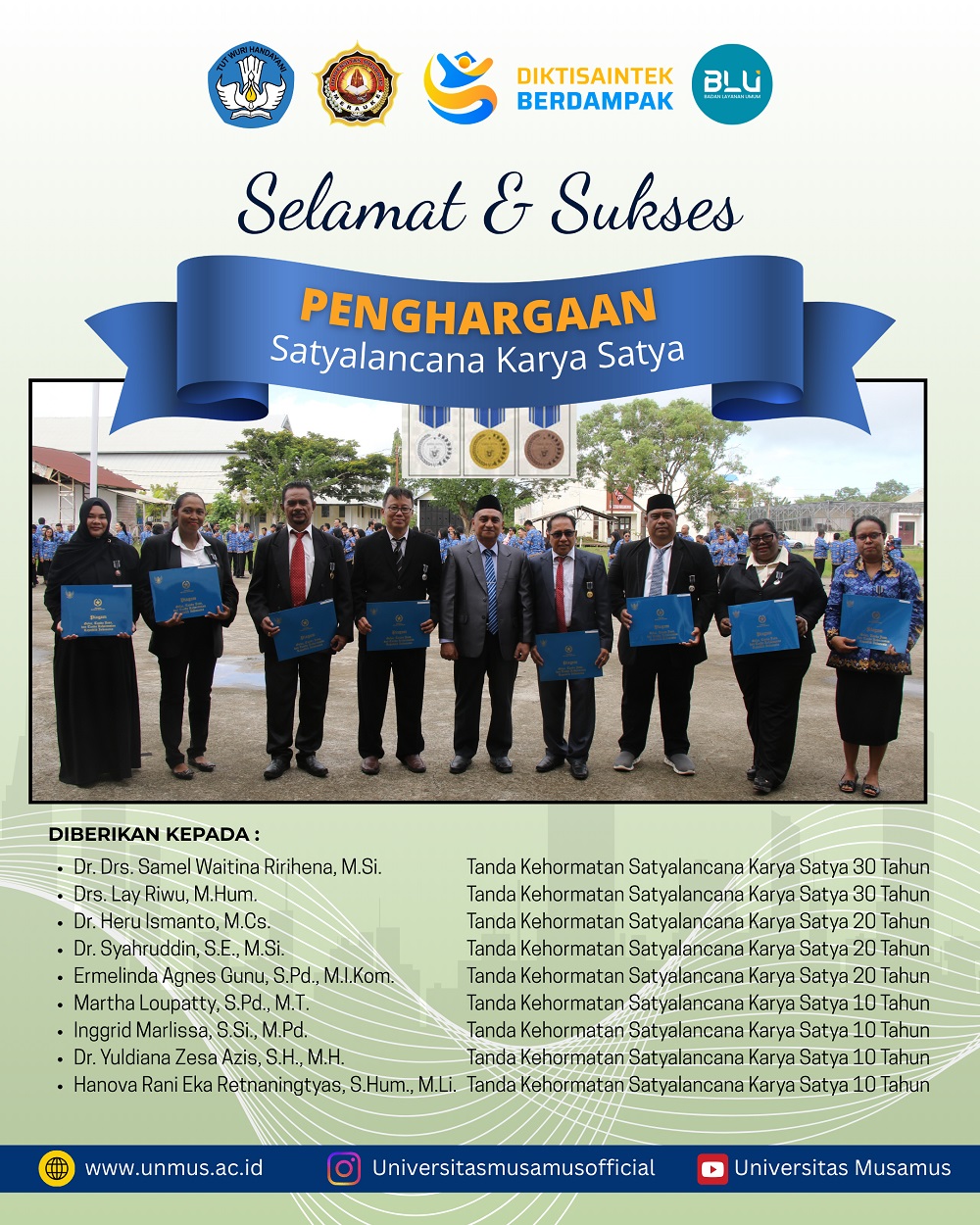 SELAMAT ATAS PENGHARGAAN SATYALENCANA KARYA SATYA 2 MEI 2026